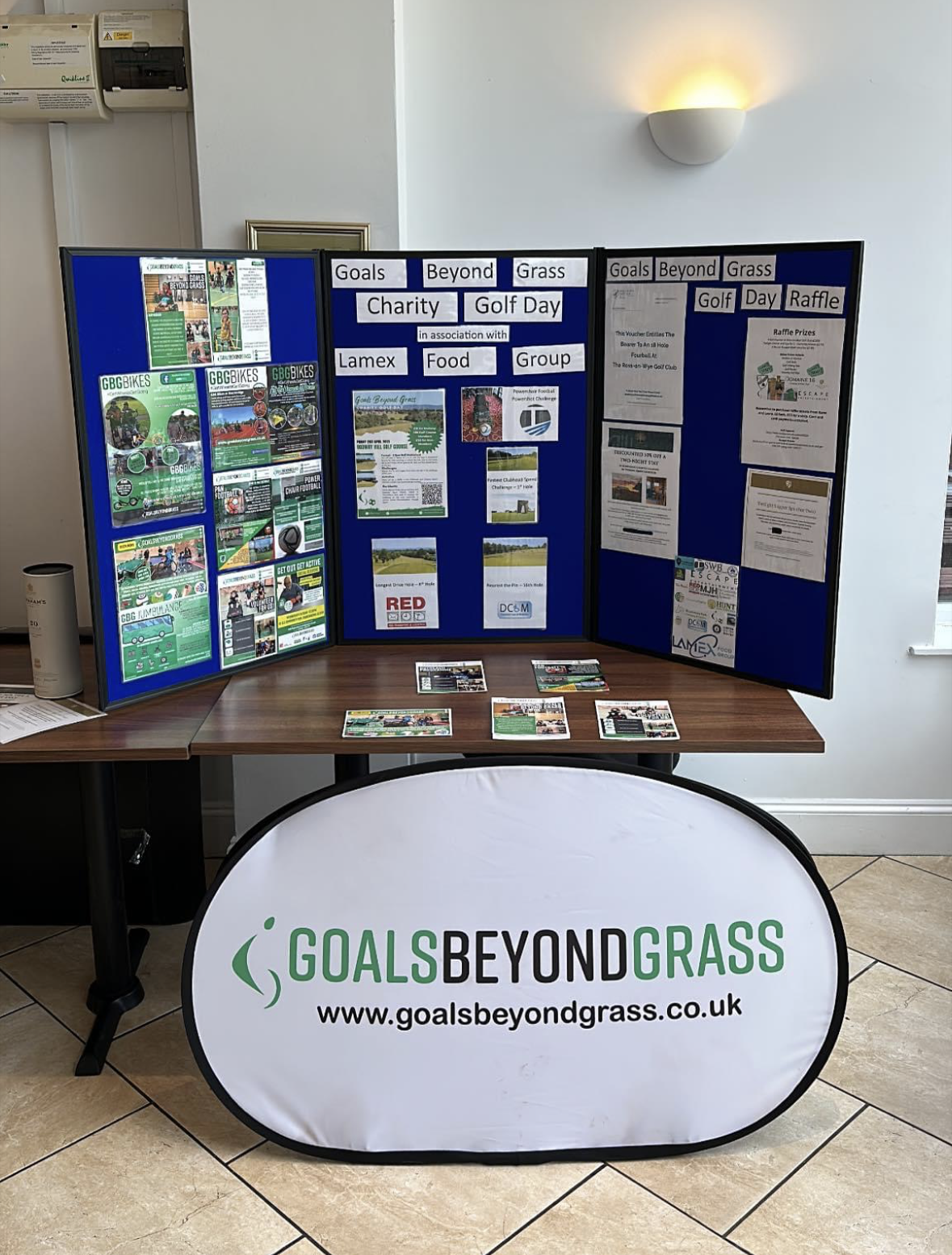 Notice Board, Showcasing GBG to the players, and other golfers on the day